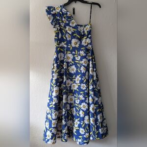 Kate Spade Blue Floral One Shoulder Dress
